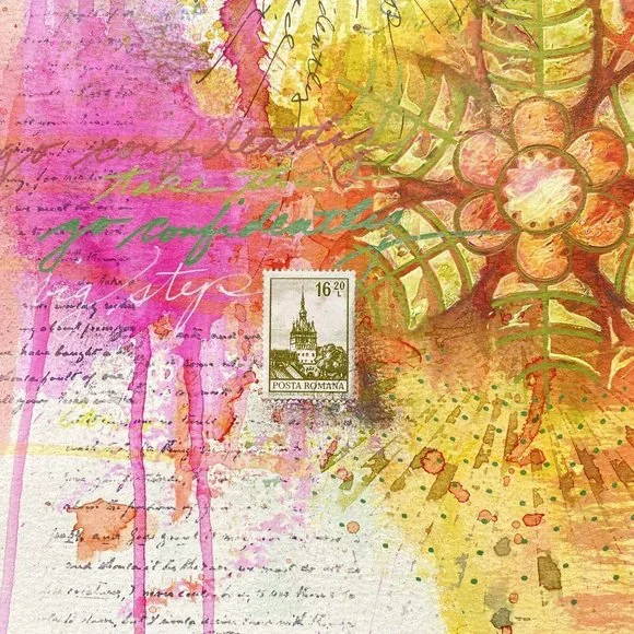 Take That Big Step - Original Art Signed Artwork Mixed Media Painting 9”x12”